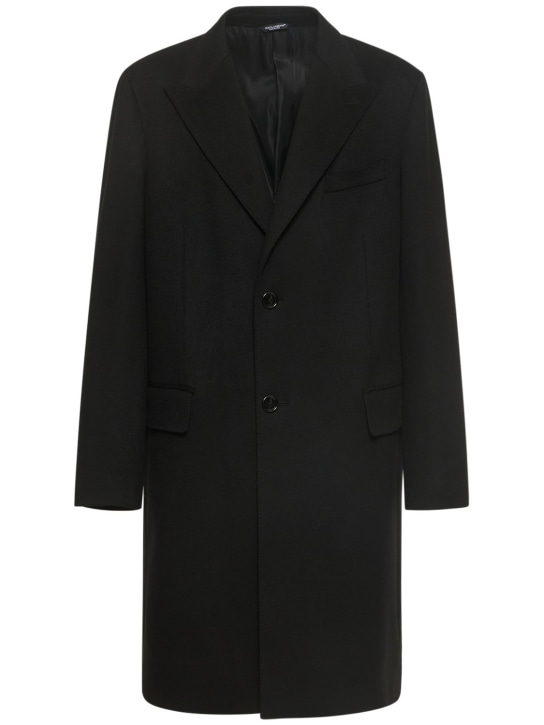 Dolce&Gabbana: Manteau en laine à boutonnage simple - Noir - men_0 | Luisa Via Roma