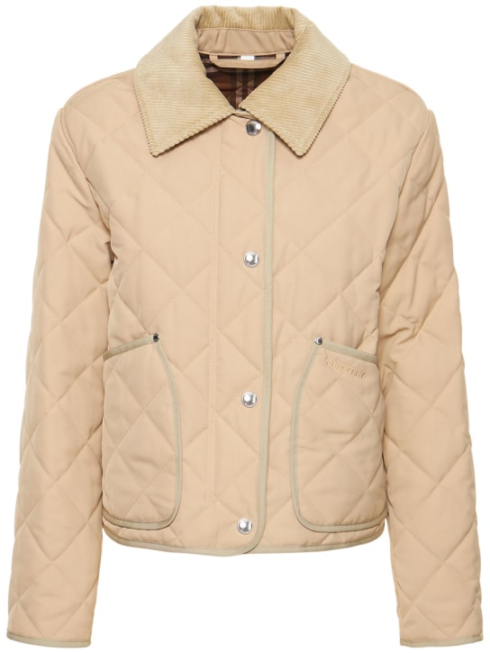 Burberry: Lanford short quilted nylon jacket - Soft Fawn - women_0 | Luisa Via Roma