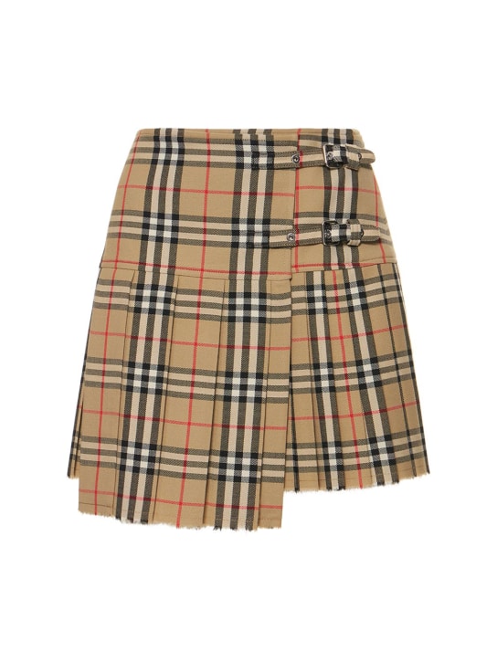 Burberry: Zoe wool printed check mini kilt skirt - Archive Check - women_0 | Luisa Via Roma