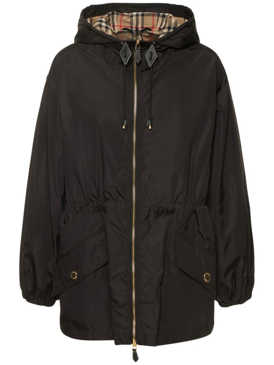 Burberry: Binham nylon hooded parka coat - Black - women_0 | Luisa Via Roma