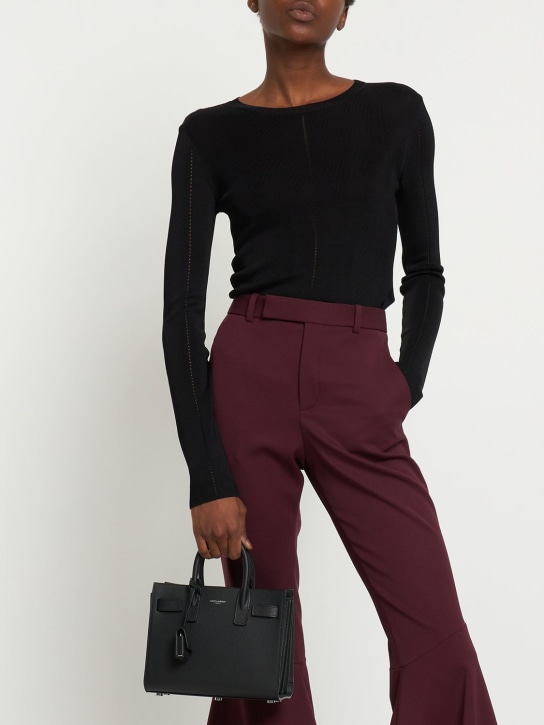 Saint Laurent: Nano Sac De Jour leather top handle bag - Siyah - women_1 | Luisa Via Roma