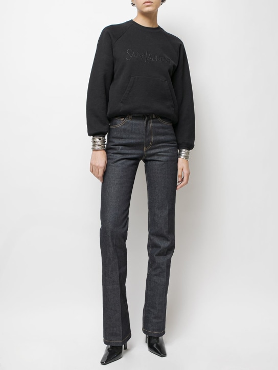 Saint Laurent: Embroidered cotton sweatshirt - Black - women_1 | Luisa Via Roma