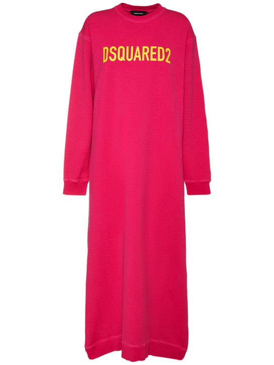 Dsquared2: Vestito in jersey di cotone con logo - women_0 | Luisa Via Roma
