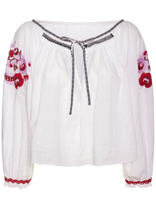 Embroidered cotton voile blouse - Dsquared2 - Women | Luisaviaroma