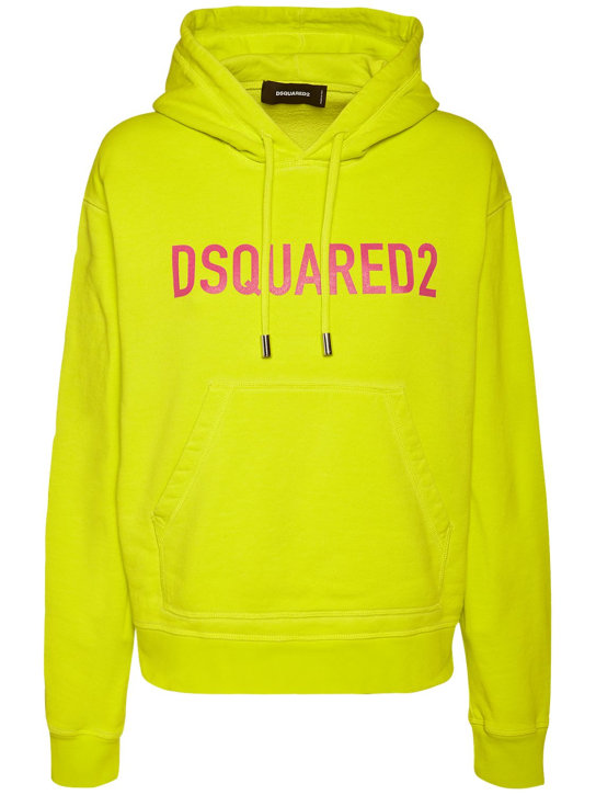 Dsquared2: Sweat en jersey de coton imprimé logo à capuche - women_0 | Luisa Via Roma