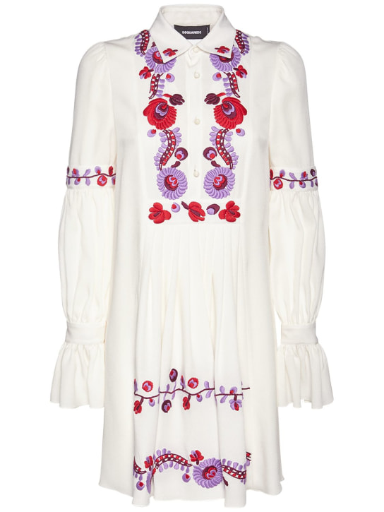Dsquared2: Embroidered crepe shirt dress - women_0 | Luisa Via Roma