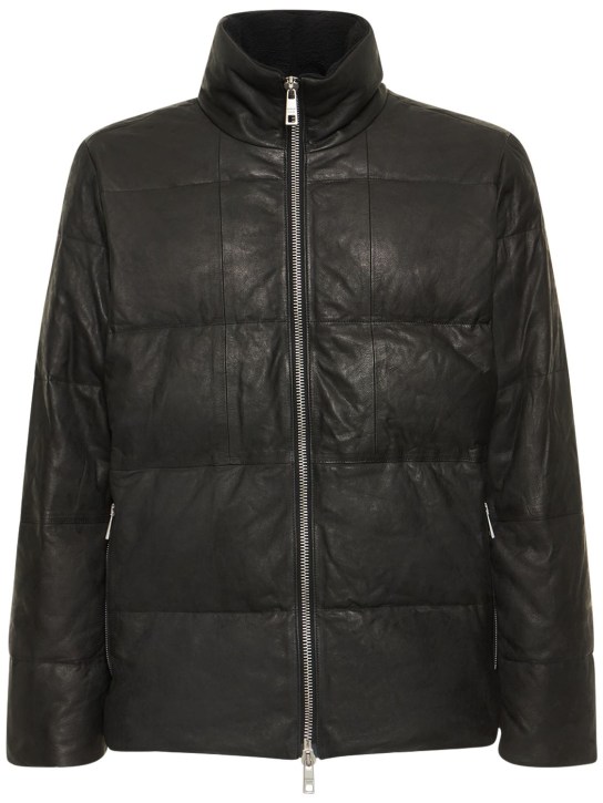 Giorgio Brato: Brushed leather & nylon down jacket - men_0 | Luisa Via Roma