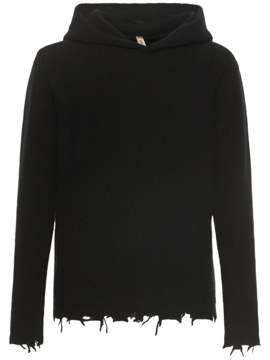 Giorgio Brato: Destroyed wool knit hoodie - men_0 | Luisa Via Roma