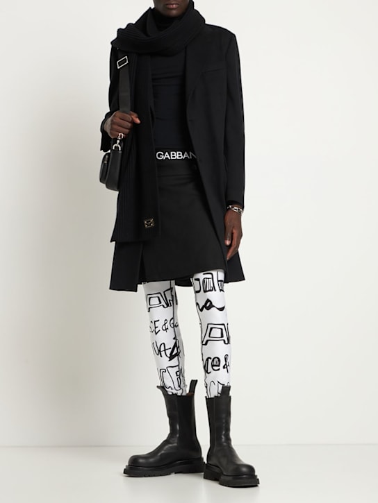 Dolce&Gabbana: All over printed leggings - White/Black - men_1 | Luisa Via Roma