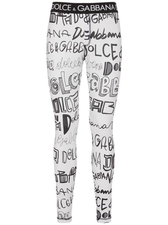 Dolce&Gabbana: All over printed leggings - White/Black - men_0 | Luisa Via Roma