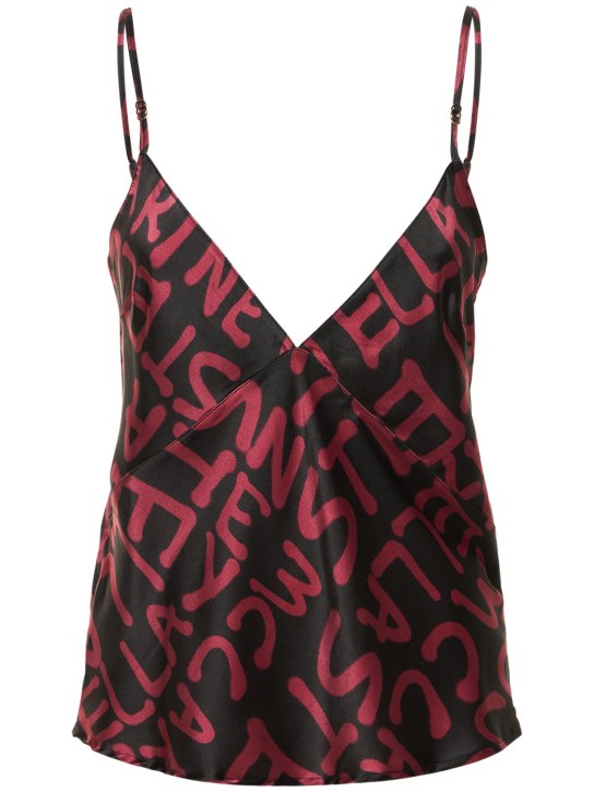 Stella McCartney: Schlafanzugoberteil aus Seidenmischung „Graffiti“ - Schwarz/Rot - women_0 | Luisa Via Roma