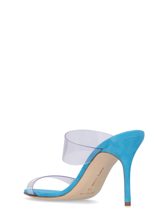 Manolo Blahnik: 90毫米Scolto PVC穆勒鞋 - 蓝色 - women_2 | Luisa Via Roma