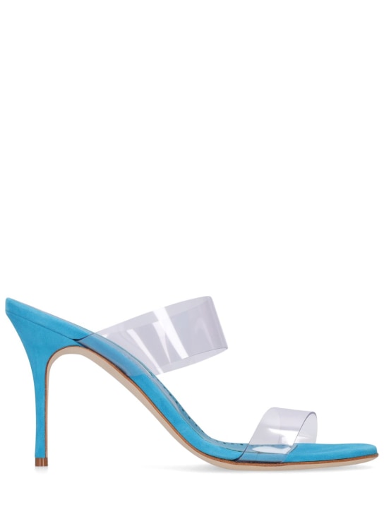 Manolo Blahnik: Zapatos mules Scolto de PVC 90mm - Azul - women_0 | Luisa Via Roma