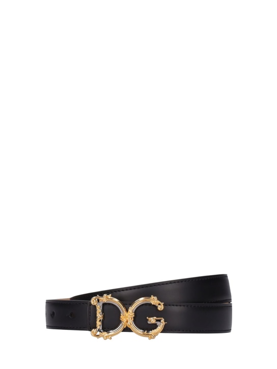 Dolce&Gabbana: DG Iconic Baroque レザーベルト 2.5cm - ブラック - women_0 | Luisa Via Roma