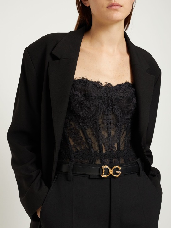 Dolce&Gabbana: DG Iconic Baroque レザーベルト 2.5cm - ブラック - women_1 | Luisa Via Roma