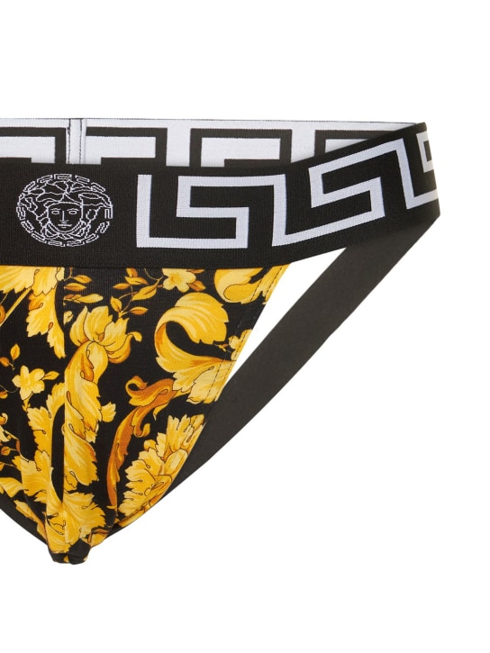 Barocco print stretch cotton jockstrap - Versace - Men | Luisaviaroma