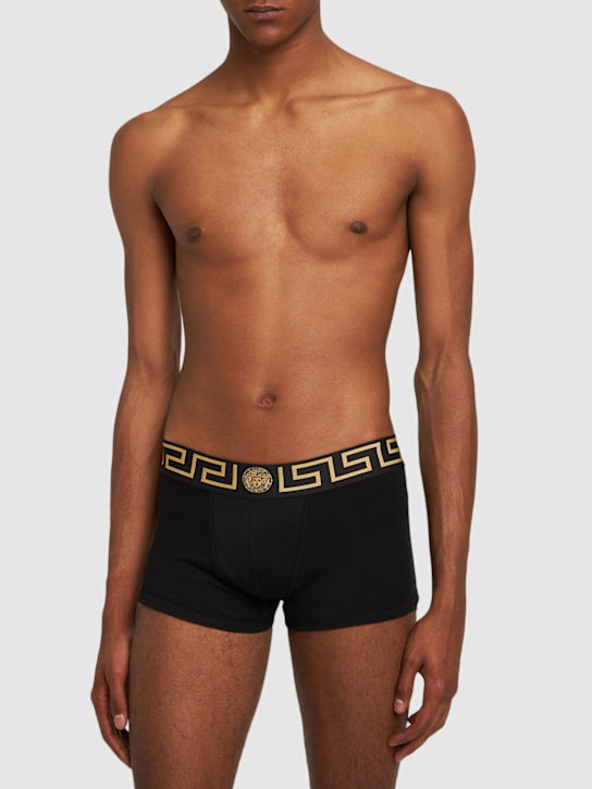 Versace Underwear: Pack of 3 Greca stretch boxer briefs - men_1 | Luisa Via Roma