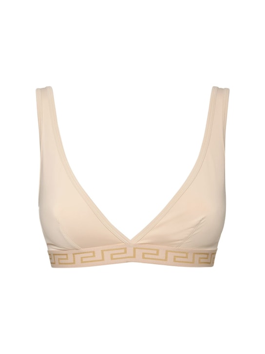 Versace: Greek Monogram jersey triangle bra - Nude - women_0 | Luisa Via Roma
