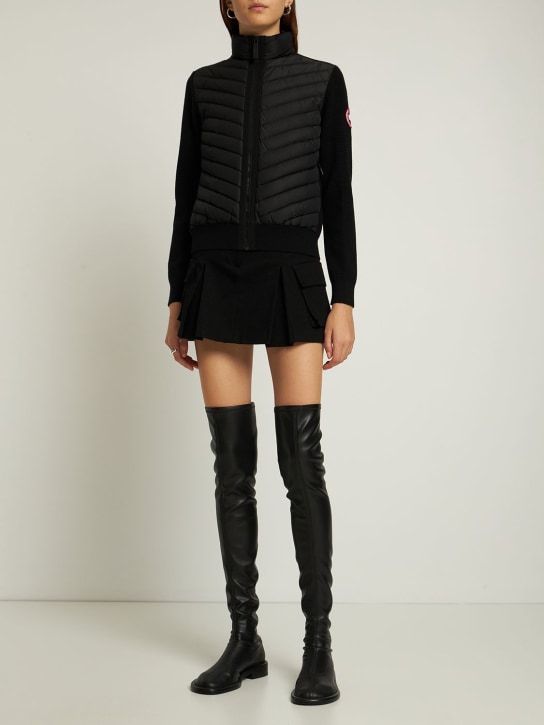 Canada Goose: HyBridge wool knit zip jacket - Black - women_1 | Luisa Via Roma