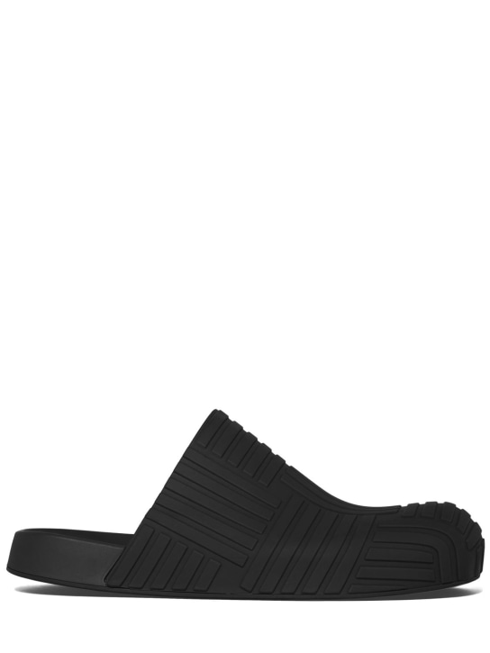 Bottega Veneta: Slider rubber sandals - Black - men_0 | Luisa Via Roma