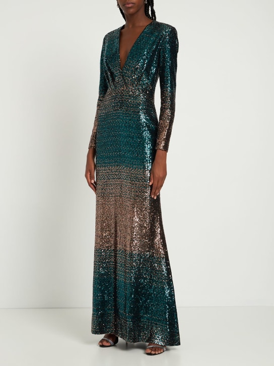 Degradé sequined silk blend long dress - Elie Saab - Women | Luisaviaroma