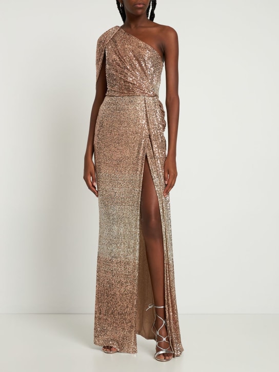 Elie Saab: Sequined silk blend long dress - women_1 | Luisa Via Roma