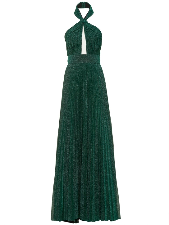 Elie Saab: Silk blend lurex cutout long dress - women_0 | Luisa Via Roma