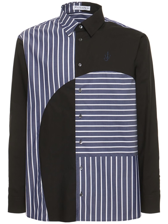 JW Anderson: Curved patchwork cotton shirt - men_0 | Luisa Via Roma