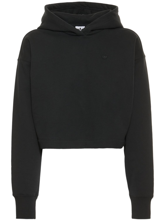 adidas Originals: Cotton blend cropped hoodie - women_0 | Luisa Via Roma