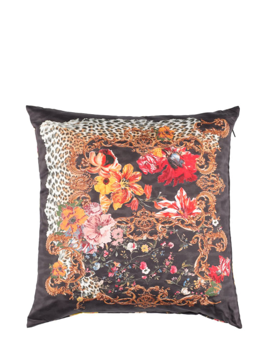 Roberto Cavalli: Frame Flowers cushion - Black - ecraft_0 | Luisa Via Roma