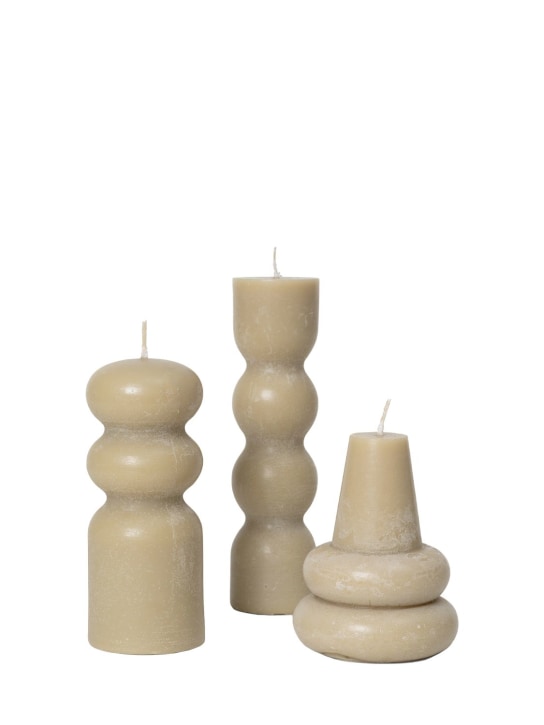 Ferm Living: Torno Candles - Lot de 3 bougies - Beige - ecraft_0 | Luisa Via Roma