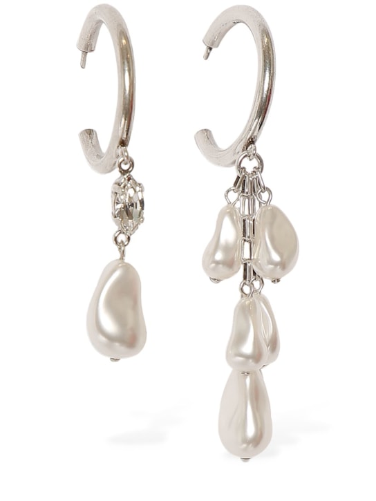 Isabel Marant: Rain Drop faux pearl mismatched earrings - White/Silver - women_0 | Luisa Via Roma