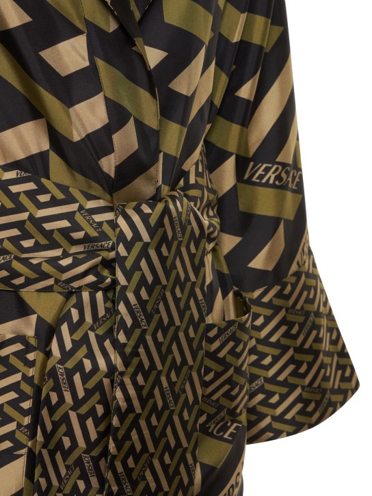 Versace: Monogram robe - Khaki - women_1 | Luisa Via Roma
