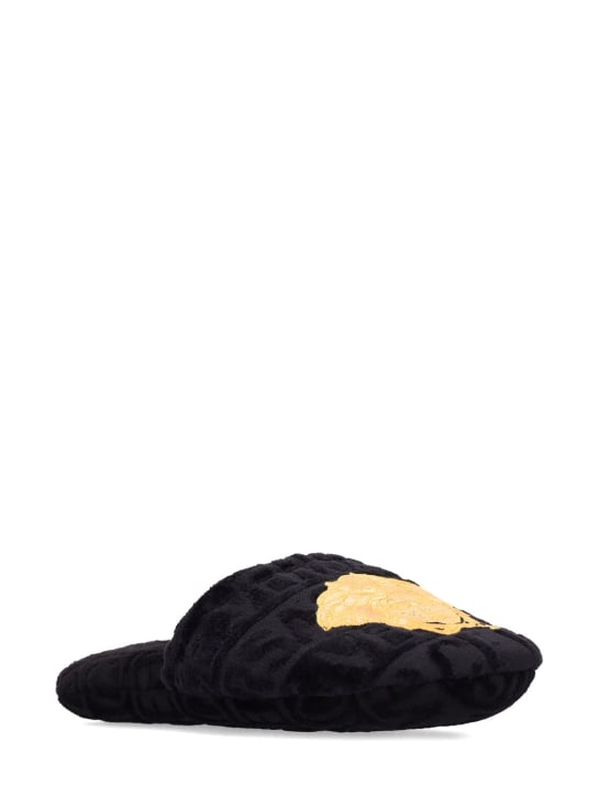 Versace: Pantoffeln mit Medusa - Schwarz/Gold - ecraft_1 | Luisa Via Roma