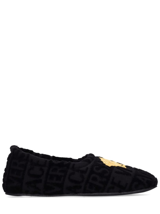 Versace: Medusa cotton slippers - Black - ecraft_0 | Luisa Via Roma