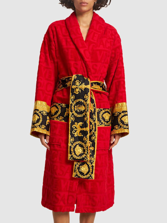 Versace: Barocco & Robe bathrobe - Red - ecraft_2 | Luisa Via Roma