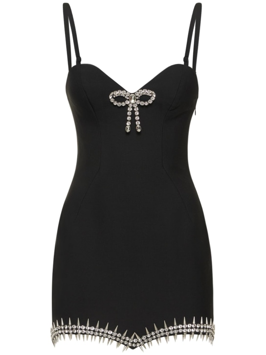 Area: Embellished spike mini dress - Black - women_0 | Luisa Via Roma
