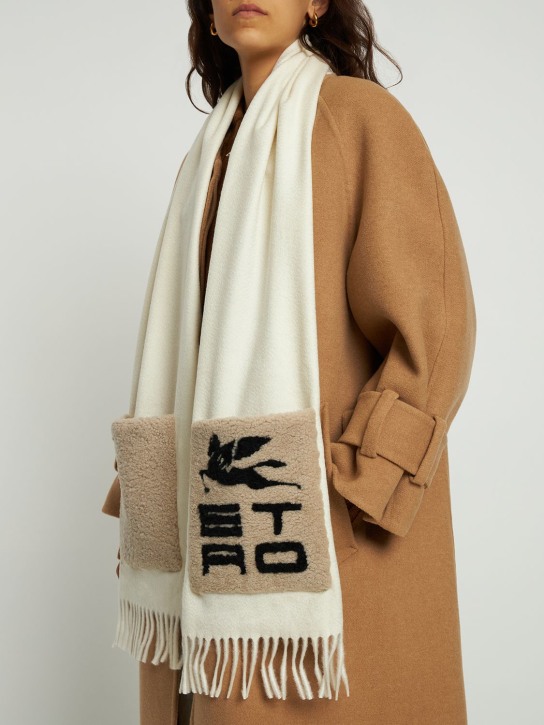 Etro: Logo剪羊毛&羊绒围巾 - women_1 | Luisa Via Roma