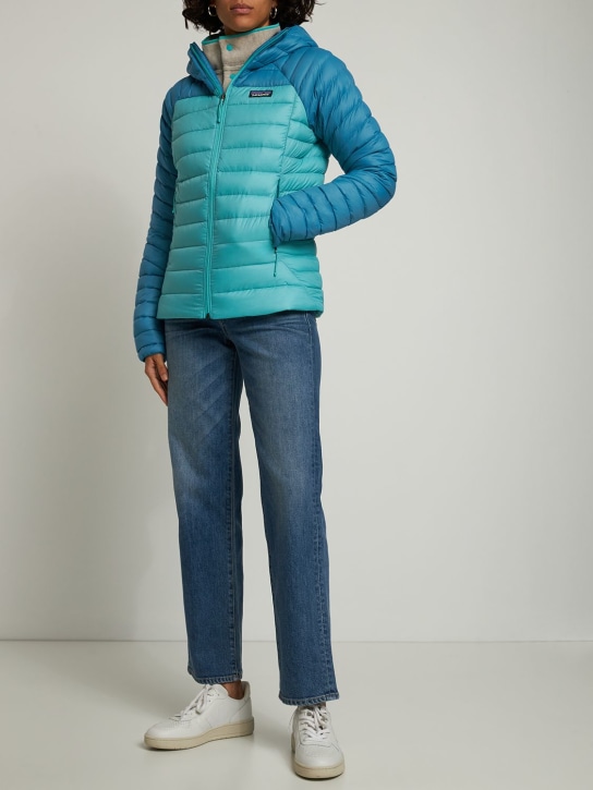 Patagonia: Drown Sweater hooded down jacket - Turquoise - women_1 | Luisa Via Roma