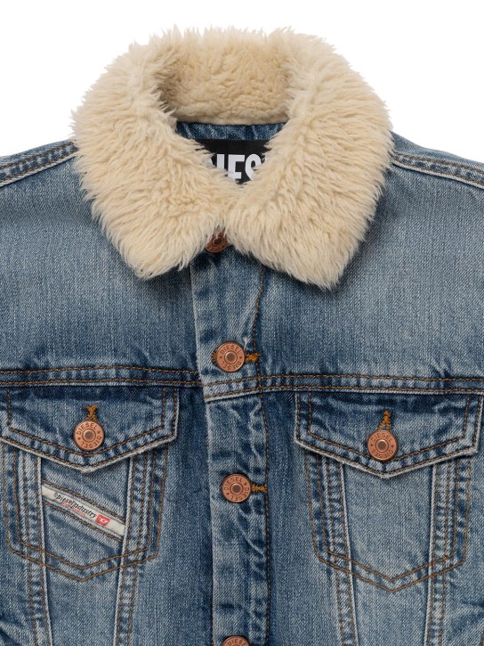 Diesel Kids: Cotton denim jacket w/ faux shearling - kids-boys_1 | Luisa Via Roma