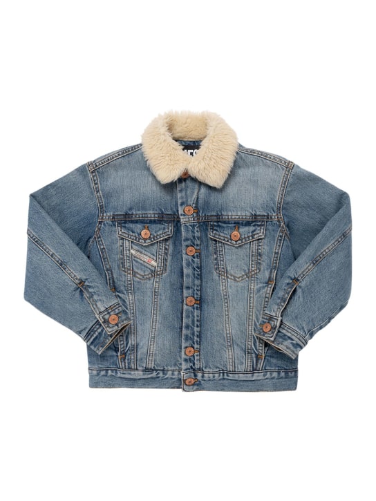 Diesel Kids: Cotton denim jacket w/ faux shearling - kids-boys_0 | Luisa Via Roma