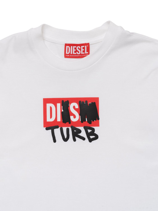 Diesel Kids: T-shirt in jersey di cotone con logo gommato - kids-boys_1 | Luisa Via Roma