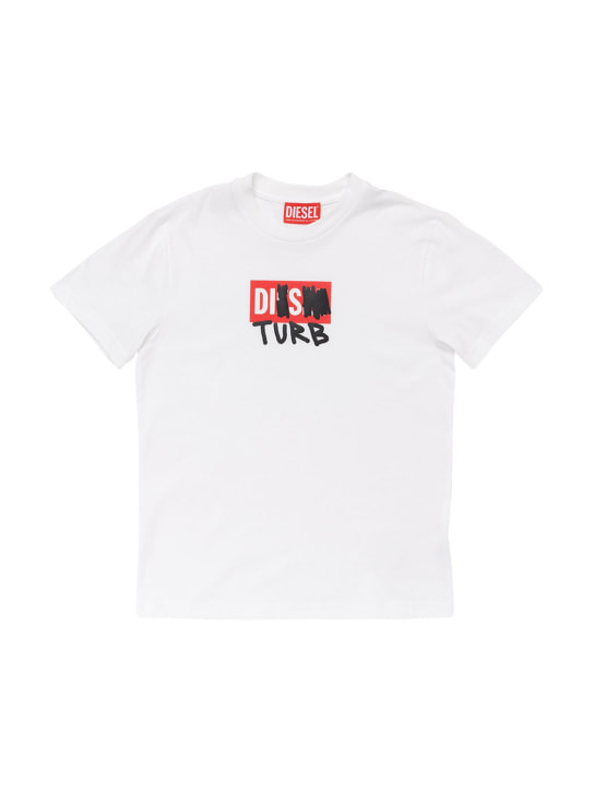 Diesel Kids: Rubberized logo cotton jersey t-shirt - kids-boys_0 | Luisa Via Roma