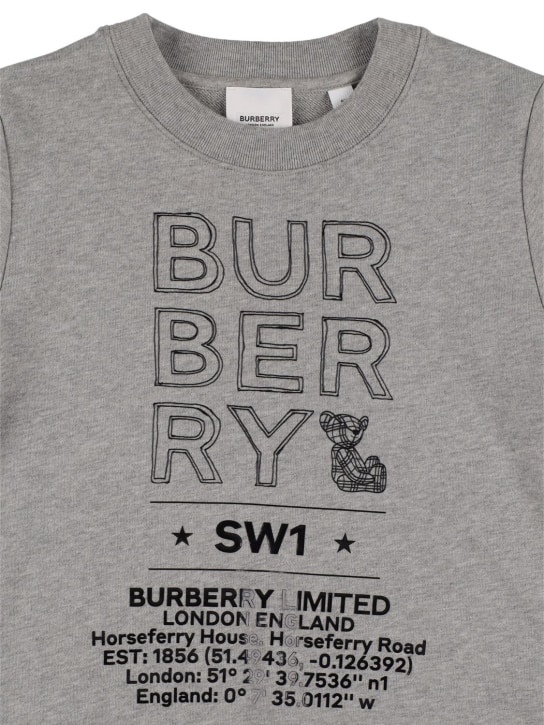 Burberry: Felpa in cotone con stampa - Grigio - kids-girls_1 | Luisa Via Roma