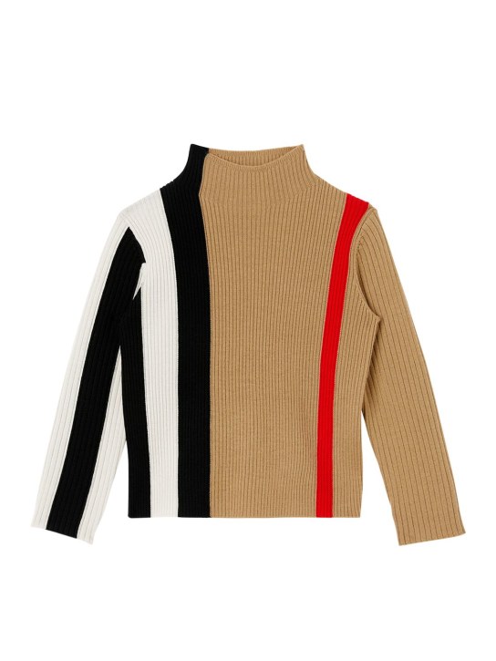 Burberry: Strickpullover aus Wolle mit Rollkragen - Beige - kids-girls_0 | Luisa Via Roma
