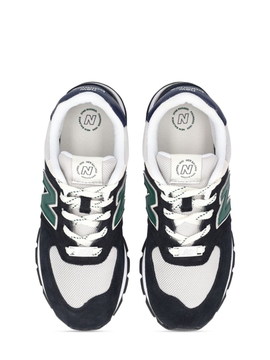 New Balance: Sneakers 574 de piel y malla con cordones - kids-boys_1 | Luisa Via Roma