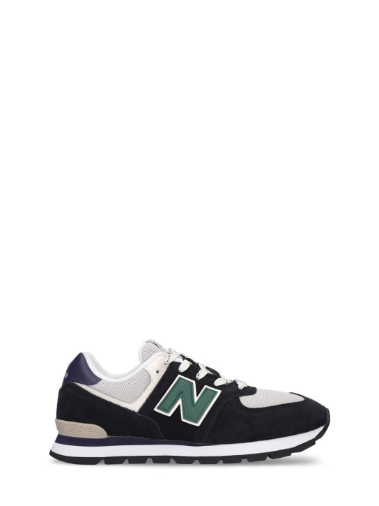 New Balance: Sneakers 574 de piel y malla con cordones - kids-boys_0 | Luisa Via Roma