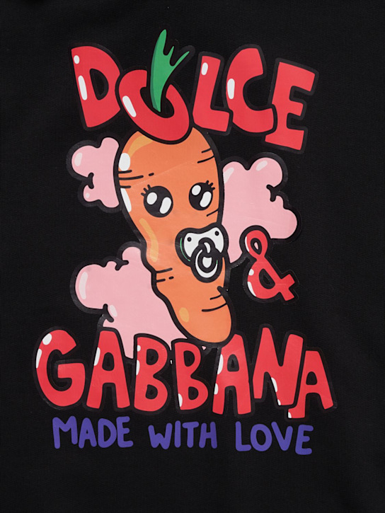 Dolce&Gabbana: コットンスウェットワンピース - ブラック - kids-girls_1 | Luisa Via Roma