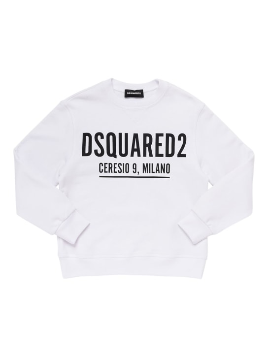 Dsquared2: Logo print cotton sweatshirt - White - kids-girls_0 | Luisa Via Roma