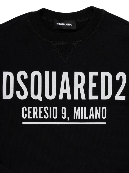 Dsquared2: コットンスウェットシャツ - ブラック - kids-boys_1 | Luisa Via Roma